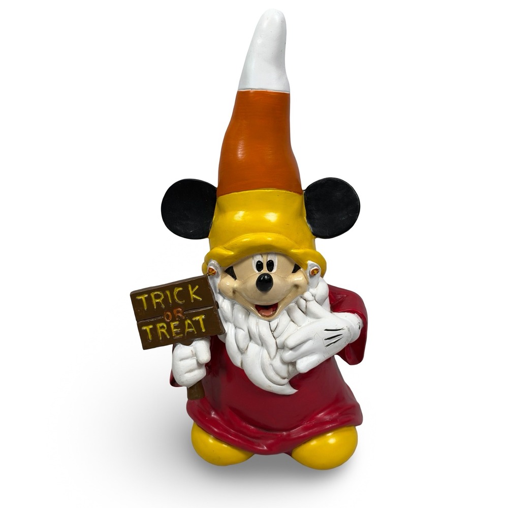 Disney Mickey Mouse Halloween Garden Gnome Statue Candy Corn Hat Trick or Treat